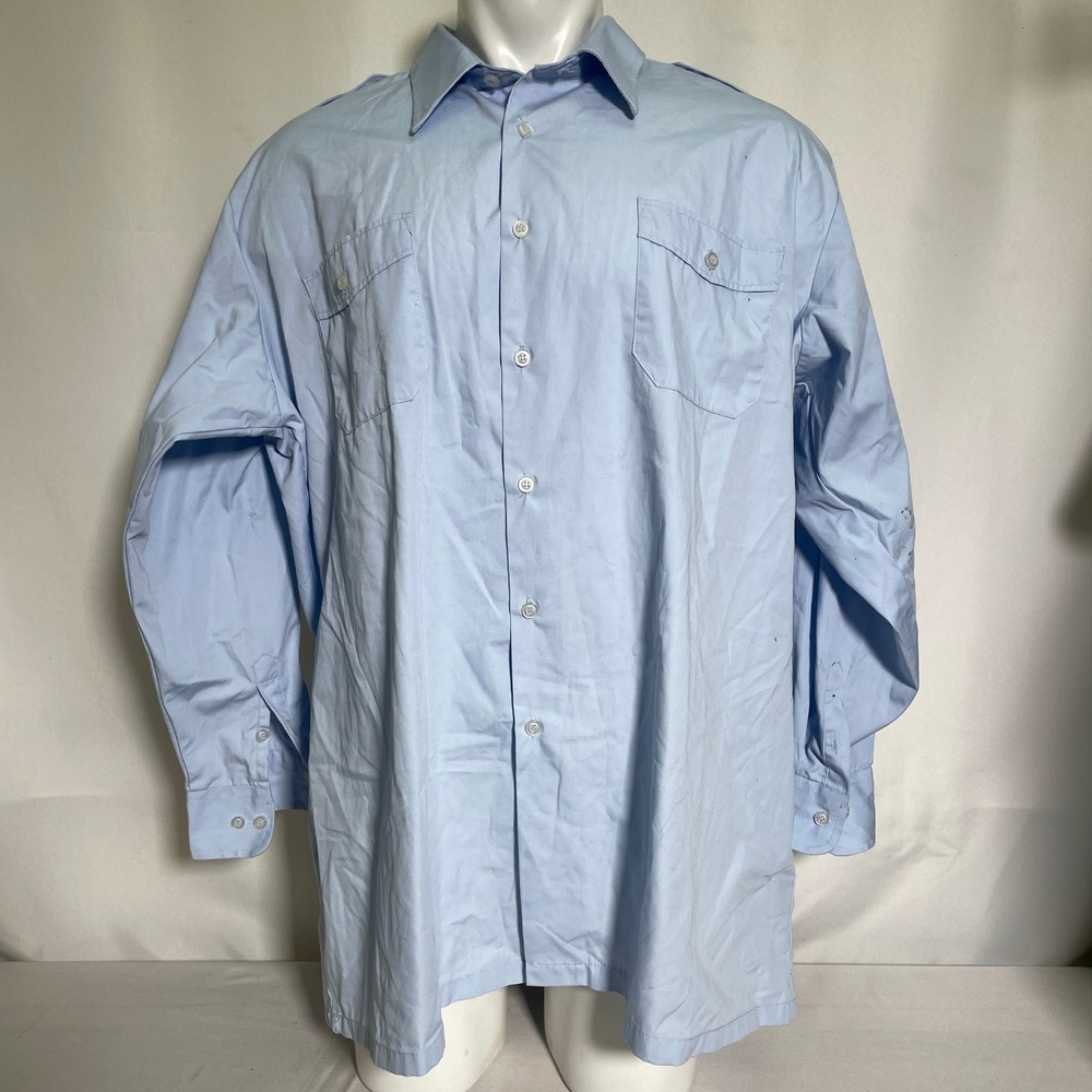 LA MTA Metro Bus Train Driver Blue Long Sleeve Button Up Uniform Shirt Men's 2XL